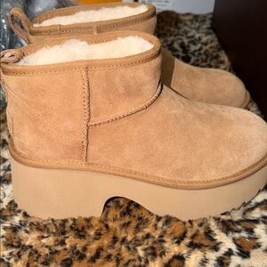 UGG Tan Suede Platform Boots